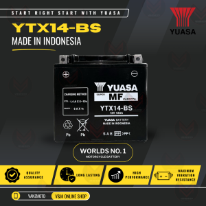 Yuasa YTX14-BS Motorcycle Battery (INDONESIA) best for BMW RnineT Scrambler/K1250GS/R1200RS/R1200GS/R1250GS Adventure Kawasaki Ninja ZX-14R/ZX-12R KTM Super Duke Triumph Tiger