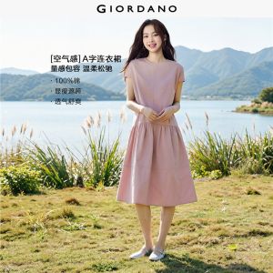 GIORDANO Women Dress Warm Weather Dress Moderate Thickness Dress Non-Elastic Dress 13466534