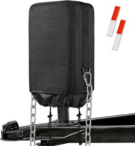 RV Electric Tongue Jack Cover with D Rings - 600D Oxford Fabric Universal Trailer Electric Tongue Jack - Heavy-Duty Waterproof Hitch Cover for Outside RV Parts Camper Accessories