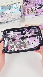 Large Capacity Transparent Waterproof Pencil Case with Kuromi Cinnamoroll My Melody & Capybara IP Designs - Durable Zipper Closure for School Teens Boys & Girls (Cute & Stylish