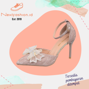 Nextfashion Sepatu hak tinggi high heels wanita elegan tipe pengikat gesper ujung runcing 8cm S-24