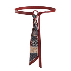 NOVELLEO Adjustable Cashew Printed Belt Bohemian Style Ethnic Style Silk Tie Design Belt Vintage Skirt Accessories Retro Jacquard Waistband Women