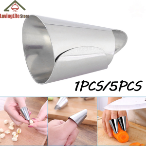 Lovinglife Store อุปกรณ์ป้องกันการตัดเหล็กกล้าไร้สนิมสำหรับบ้าน 1ชิ้น/5ชิ้น ที่ป้องกันนิ้วปลอกผัก 5 ชิ้น เปลือกถั่วลิสงปลอกผัก ประหยัดที่บ้าน