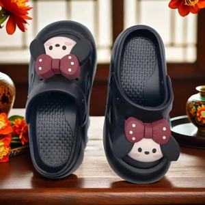 Cute Cartoon Clogs For Women Non-Slip Thick-Soled Bowknot Polka Dot Puppy Summer Closed-Toe Slippers Suitable For Outdoor Wear