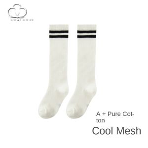 Two Bar Childrens Calf Socks Girls Summer Thin Cotton Socks Mesh Mid-Tube Socks Baby Baby Stocking Students Over-the-Knee Socks