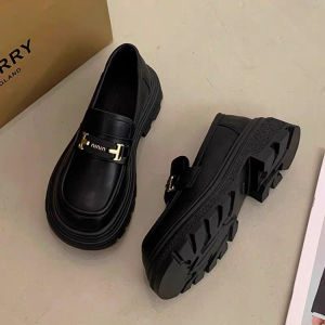 [Free Shipping] New Autumn Collection Of WomenS Loafers Featuring Thick Soles Slip-On Design And Small Leather Shoes In Black Suitable For JK Style