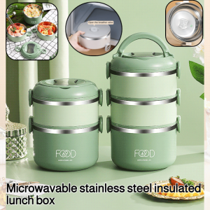 🔥The same heating and insulation lunch box as Douyin Jiazhipai🔥Microwaveable stainless steel extra-long insulation lunch box with large capacity and long-lasting insulation for two or three layers for office workers and stu