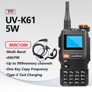 Free Headset Baofeng UV-K61 Walkie Talkie Multi Band 5W Type-C Charging AM FM DTMF 999 Channel Fast Copy Frequency Two Way Ham Radio