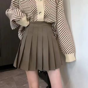 Pink Pleated Skirt Female Spring and Summer Wild Tie High Waist Short Skirt Pleated Skirt School Skirts