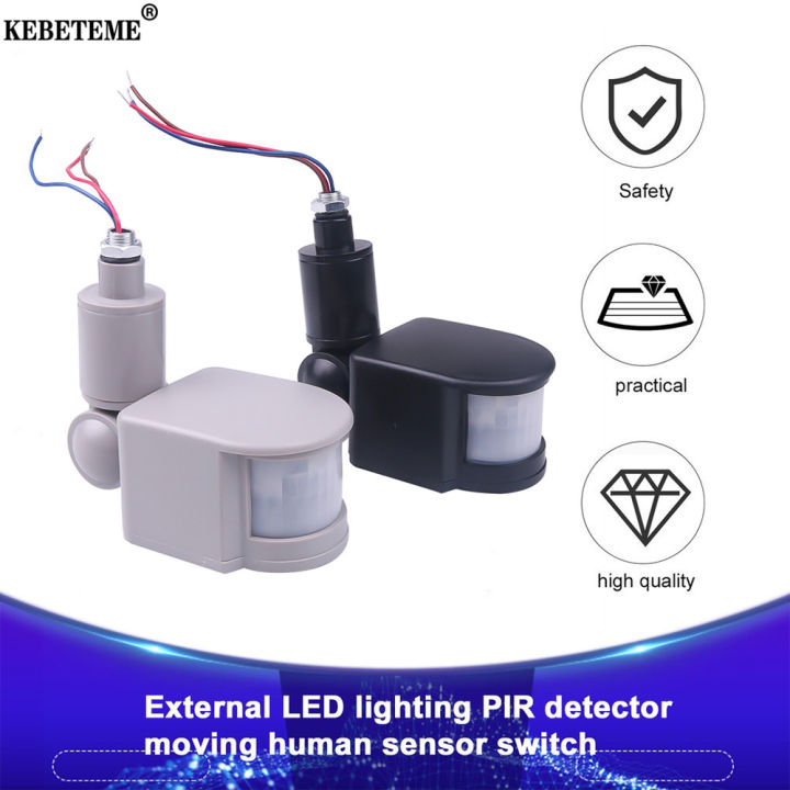 KEBETEME LED Motion Sensor 220V 12V Automatic Infrared PIR Movement Detector Wall Mount Timer