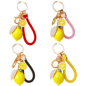 Stylish Lemon Shaped Keychain Sturdy Metal Construction 4 Rope Options Lightweight 40g For Convenience