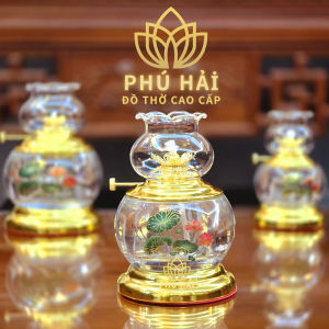 Đèn Dầu Hoa Sen Bụng To Có 3 Size Khác Nhau Cao 16 cm 17 cm 20 cm Dung tích chưa dầu lớn HCM