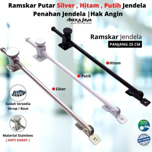 Ramskar Putar Hitam Silver Putih / Hak Angin / Lamskar Jendela / Penahan Jendela Awet Bagus Murah