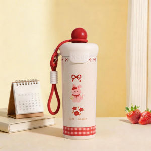 Bình Giữ Nhiệt Inox 316 Hoạt Hình Dễ Thương 600ml Kèm Ống Hút & Dây Xách
