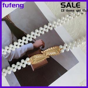 fufeng Women Waist Chain Inlaid Elastic Belt With Waist Decoration Thin Belt Beaded Elastic Belt