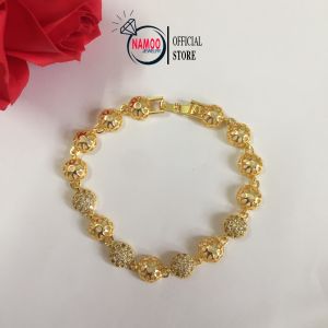 Vòng Tay Bạc Nữ Lắc Tay Vàng Mạ 24k Bán Cầu Đính Đá Cao Cấp L133 NaMoo Jewelry