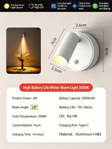 JUANSHOMEHUB Night Light No Drilling Needed Touchscreen And Remote Control Bedside Lamp Bedroom