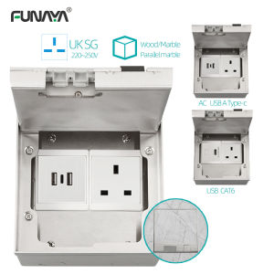 FUNAYA UK Stainless Alloy Flip Cover Sockets MK SG MY Hidden Floor Built-in Desktop Power Electrical Marble Recessed Socket