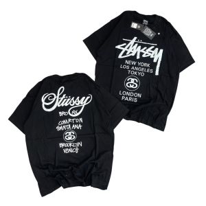 Kaos Stussy Gangstarr - tshirt stussy - kaos pria - tshirt pria - baju pria - kaos pria stussy WORLD TOUR hitam
