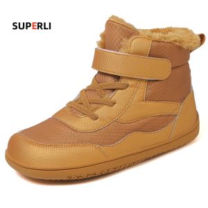 SUPERLI Kids Barefoot Sneakers Winter Snow shoes Wide Toe Box Boys Wide Minimalist Zero Drop Sole Casual Girls Walking Shoes Large Size 25-37