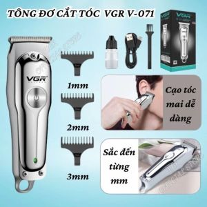 Tăng đơ chấn viền nam chuyên nghiệp cao cấp VGR-071 lưỡi cực bén Tông đơ cắt tóc pin khỏe cho salon