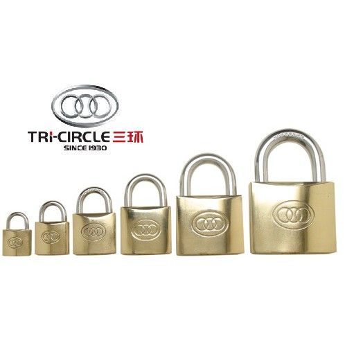 Tri-Circle Keyed Alike 80mm Brass Shutter Padlock - View #12
