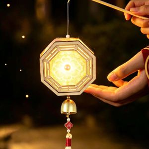 NHG Handmade Windchime Lantern DIY Traditional Glowing Mid Autumn Craft Handheld Moon Toy Exquisite Fabric Lamp Kit Kids Toy