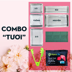 Combo Phụ Kiện Cắm Hoa Tươi Trang Trí Gia Tiên: Khay Nhựa+ Xốp Cắm Hoa+ Tuốt Gai Hoa Hồng+ Dưỡng Hoa