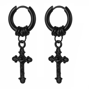 Khuyên Tai Nam Hình Chữ Thập Rỗng Mới Khuyên Tai Kẹp Tai Bằng Thép Titan Phụ Kiện Tai 1 Đôi Khuyên Tai Thời Trang Phong Cách Hàn Quốc