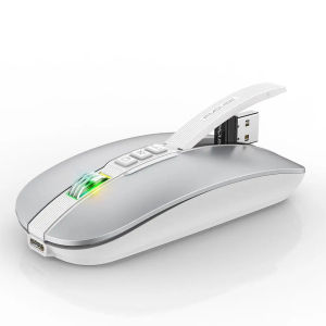 Chuột Bluetooth không dây hỗ trợ USB 2.4G chế độ kép độ phân giải 2400dpi không gây tiếng ồn sạc Type-C dùng cho PC laptop.