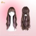 [Tặng Lưới] - Tóc Giả Nguyên Đầu Nữ Xoăn Lơi Nâu Light Hồng Mái Bằng A26 Sợi Tơ Tự Nhiên Mềm Mượt Thoáng Đầu. 