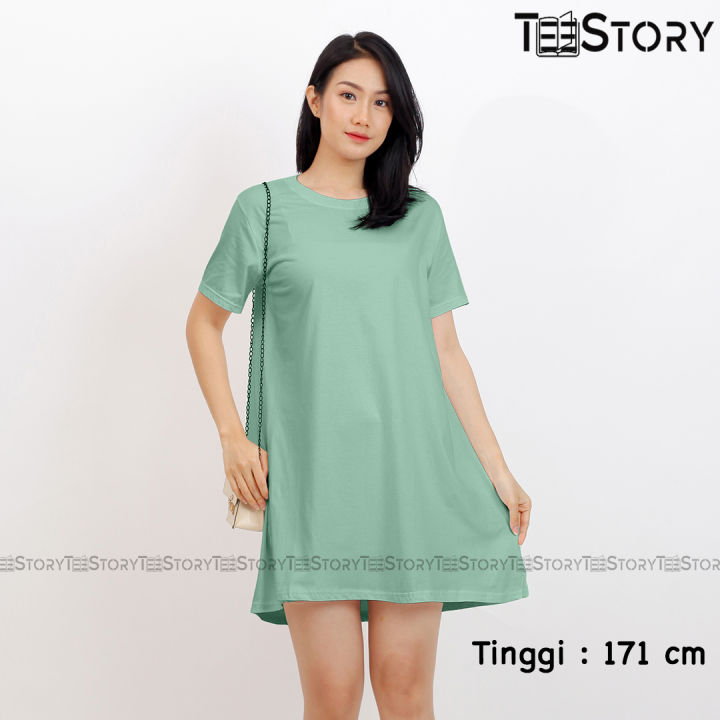 MIDI DRESS POLOS BASIC TERUSAN BAJU FASHION WANITA CEWEK KATUN