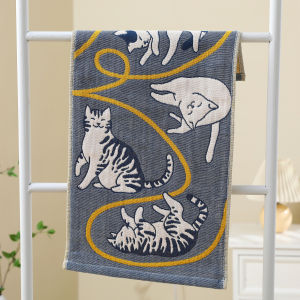 Cat Print Face Bath Towel Set Three-layer Cotton Gauze for Adults Children 70*140 35*75cm High Quality Bathroom2026