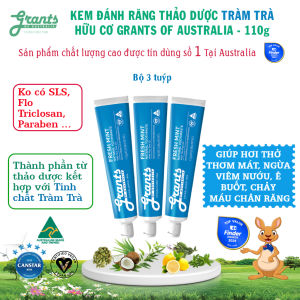 Kem đánh răng thảo dược Tràm Trà Grants 110g -3 tuýp - Ngừa viêm nướu ê buốt chảy máu chân răng