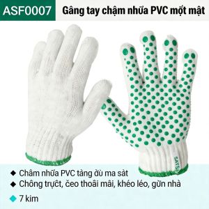 Shida ASF0007 Găng tay nhựa chấm đơn hai mặt Bảo hộ lao động Găng tay chống trượt chống mài mòn Găng tay gạc dày chống mồ hôi