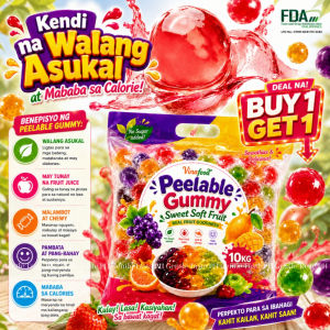 BUY 1 GET 1 - Vinafood Peelable Gummy Candy Assorted Fruit Flavors Soft Chewy No Sugar Added