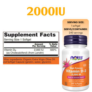 Now Foods Vitamin D3 (2000IU/5000IU) - Immune Bone & Mood Support (Ready Stock)