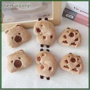 tuokaiguoji Dễ thương capybara động vật sang trọng búp bê Trâm Fluffy mềm quần áo nhồi bông huy hiệu pins Ba lô phụ kiện trang trí