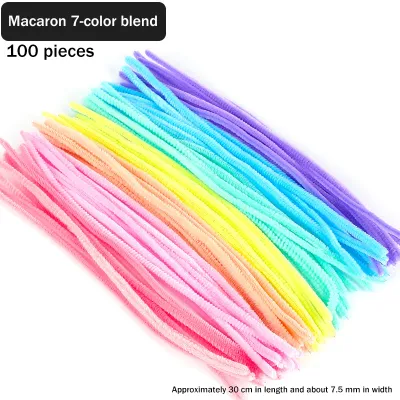 100pcs Twist Stick/Chenille Stems/Felt Flower Decoration/Soft Wire Strips/DIY Craft Materials/Seven-Color Macaron/绒毛条