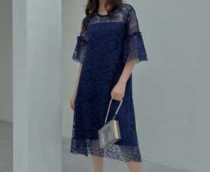 JD Dress Evania Fashion Pakaian Wanita Bahan Brukat Tulang Corneli Lapis Furing Sleting Belakang