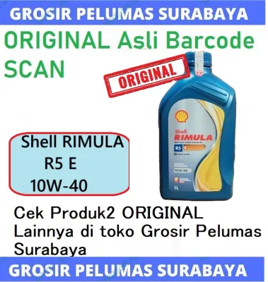 ORIGINAL Scan Oli mesin Diesel Heavy Duty SHELL Rimula R5 E 10W 40 Shell rimula R5E 10w40 10w-40 ACEA E7 BOTOL 1 Liter 1Ltr