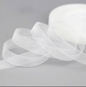 Ruy băng voan trong suốt 1cm ruy băng organza móc cài mũ bện đánh dấu sách ruy băng đóng gói 1 cuộn 45m