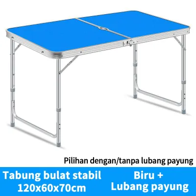 JT Meja Lipat Dengan lubang payung anpa lubang payung Meja Makan Lipat Set Koper Camping Outdoor Portable