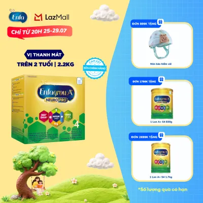 [CHỈ TỪ 25-29/07 MUA LÀ CÓ QUÀ] Sữa bột Enfagrow A+ NeuroPro 4 2.2kg với DHA giúp phát triển não bộ cho trẻ từ 2-6 tuổi