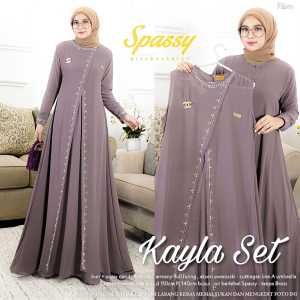 Kayla by Spassy Gamis Maxi Dress Bahan Ceruti Babydoll Full Furing + Outer LD 110 PB 140
