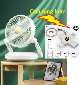 Quạt Tích Điện Mini Để Bàn 2024 - Quạt Điều Hòa USB Có Thể Gập Lại - Tích Hợp Đèn LED có quà tặng