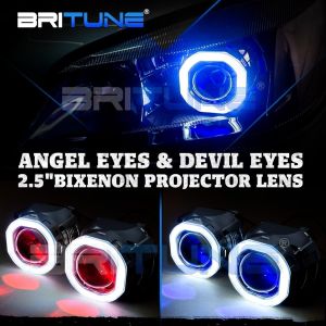 Britune Bi-xenon Projector 8.0 Angel Devil Eyes Lens In Car Headlight H4 H7 2.5 inch H1 HID LED Light Bulbs Accessories
