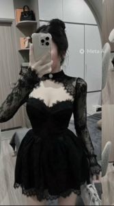 Jum Ren Umi Dáng Xòe Dài Tay Tiểu Thư Đài Cát Phù hợp đi chơitiệc tùng đêm muộn with lovesfrendly