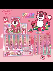 Pen Gel Tekan⚡草莓熊按动中性笔 Lotso Gel Pen 可爱学生黑色水笔顺滑速干大容量盲盒随机款 Blind Box Cute School Stationery Kids