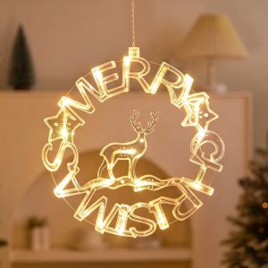 OKKFINE Battery-Operated Christmas Suction Cup Light Suction Cup Mount Hanging Design Suction Cup Decorative Lamp Holiday LED Illumination Santa Claus Decorative Lamp For Home Decor